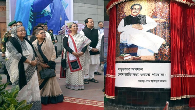 PM, Sheikh Rehana visit exhibition on Bangabandhu at Shilpakala Academy