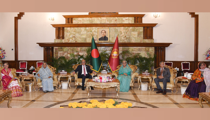 PM, President-elect meet President Hamid at Bangabhaban